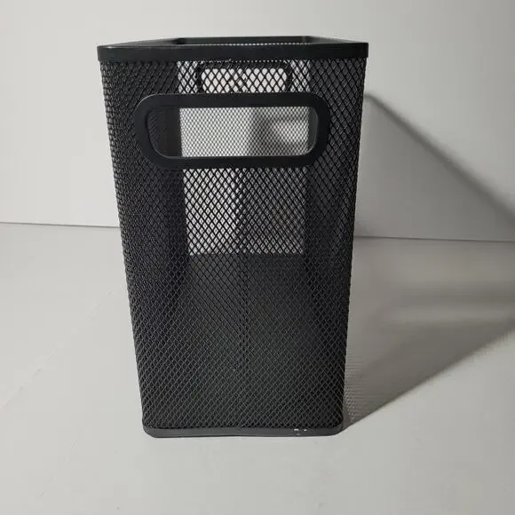 Black Metal Mesh Storage Basket with Handles - 10x12x6 - Picture 7 of 10